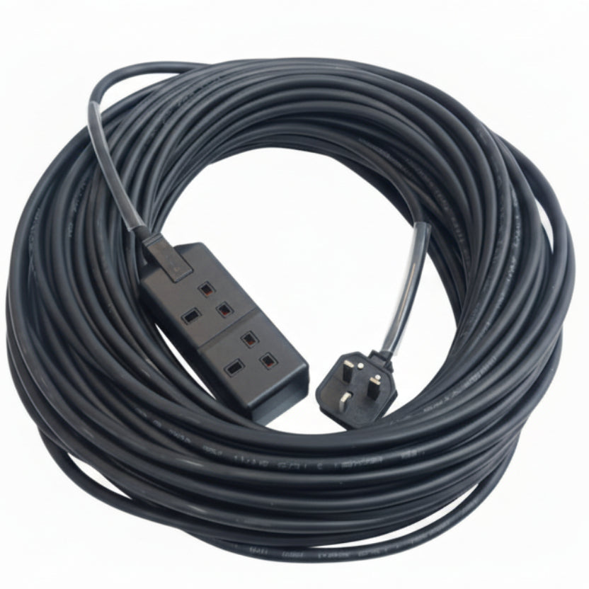 This heavy duty 13A extension lead is a tidy way to power two appliances from a single UK mains outlet