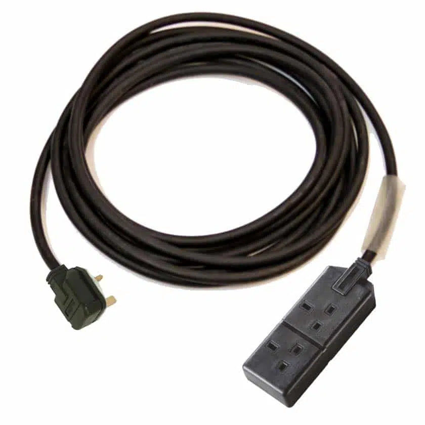 13A Black Plug to 13A Socket 2 Gang