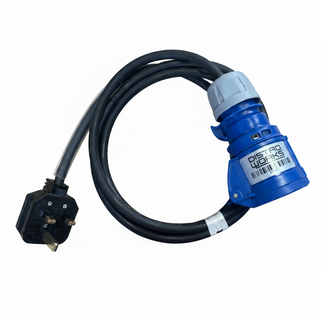 13Amp Black Plug to 16Amp Blue Connector Cable
