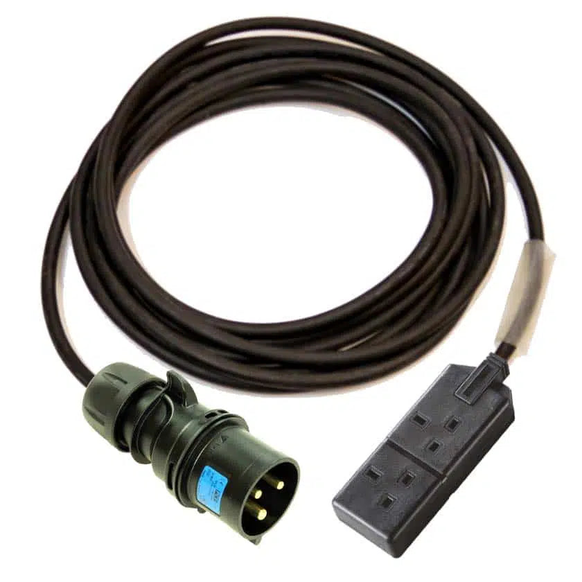 16A Black Plug to 13A Socket 2 Gang