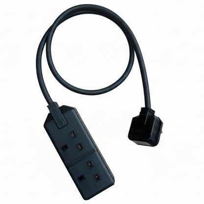 This heavy duty 13A extension lead is a tidy way to power two appliances from a single UK mains outlet.