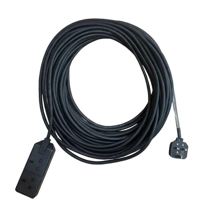 This heavy duty 13A extension lead is a tidy way to power two appliances from a single UK mains outlet