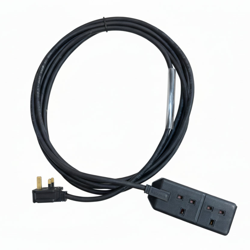 This heavy duty 13Amp extension lead is a tidy way to power two appliances from a single UK mains outlet.
