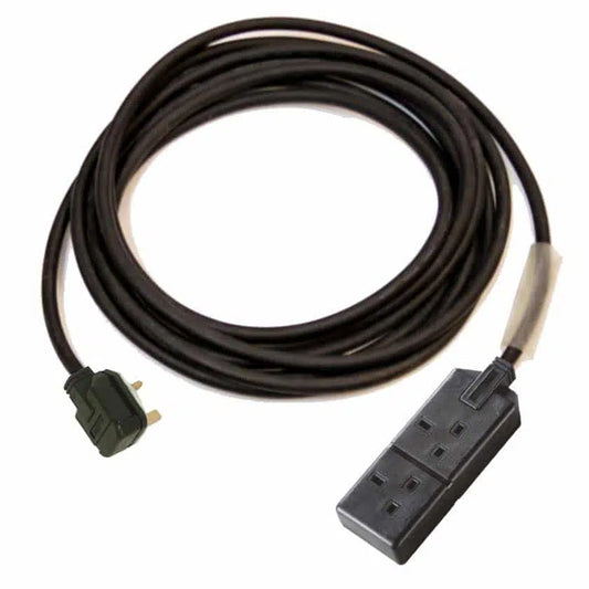 13A Black Plug to 13A Socket 2 Gang