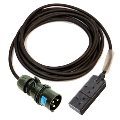 16A Black Plug to 13A Socket 2 Gang