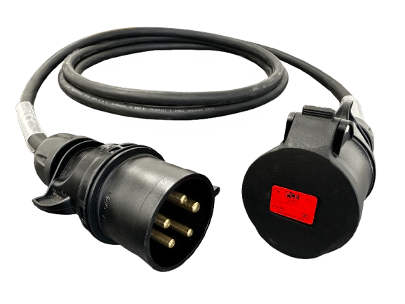 32A Three Phase Cable with Black Connectors