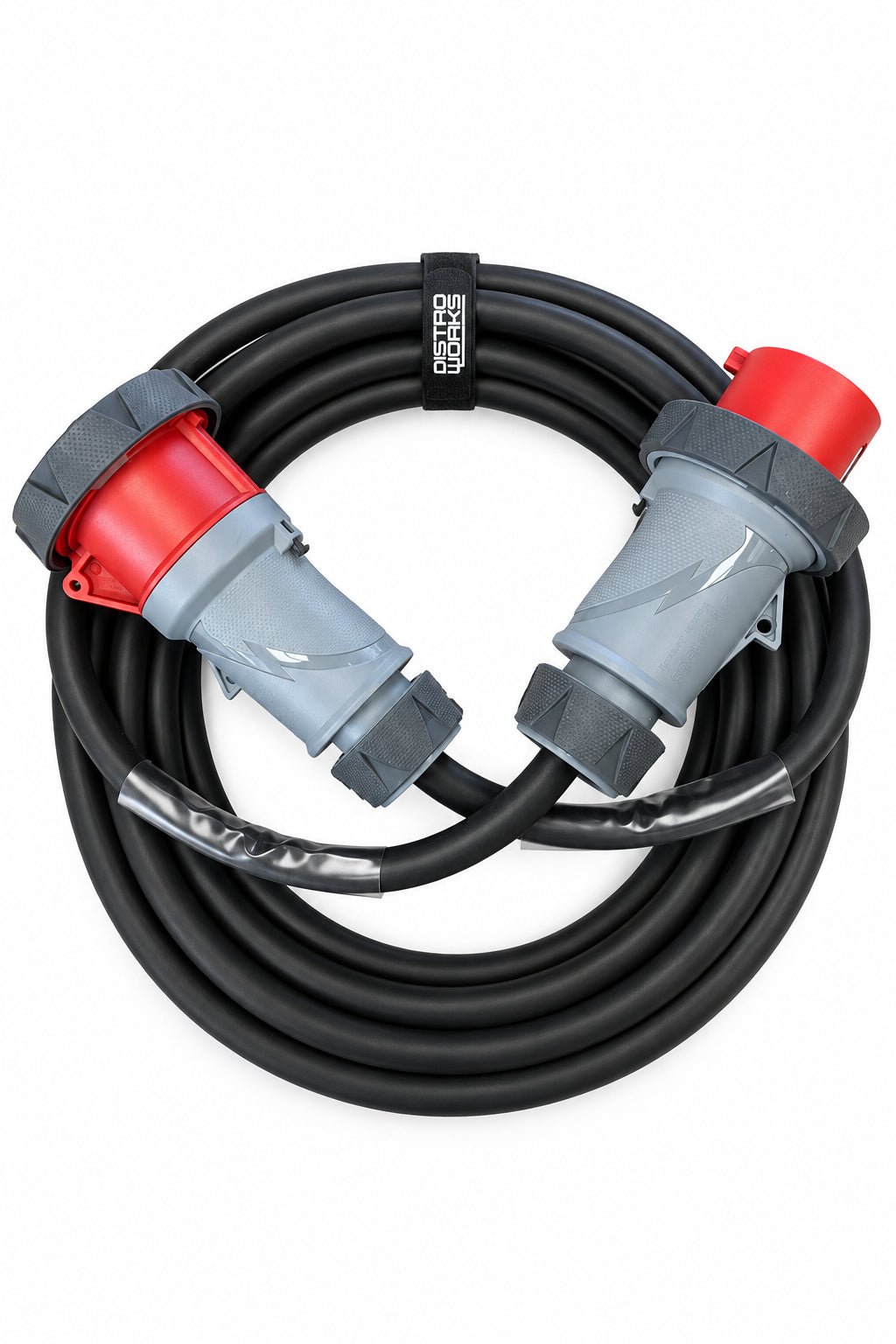 10m 32A three phase IP67 extension cable with Mennekes PowerTOP Xtra 5 pin 400V plug and socket, built using 6mm² H07RN-F heavy duty rubber cable.