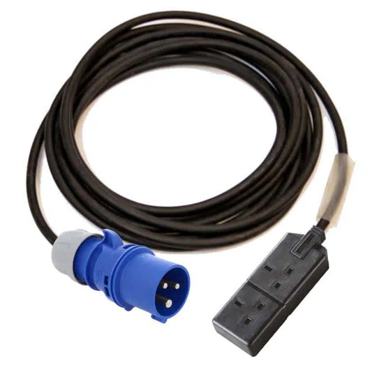 16A Blue Plug to 13A Socket 2 Gang