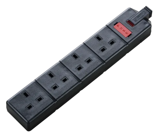 Masterplug 13A 4-Gang Rewireable Fused Socket with Neon Black