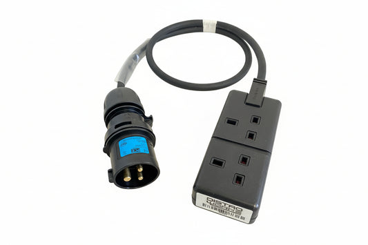 16Amp Black Plug to 13Amp Socket 2 Gang