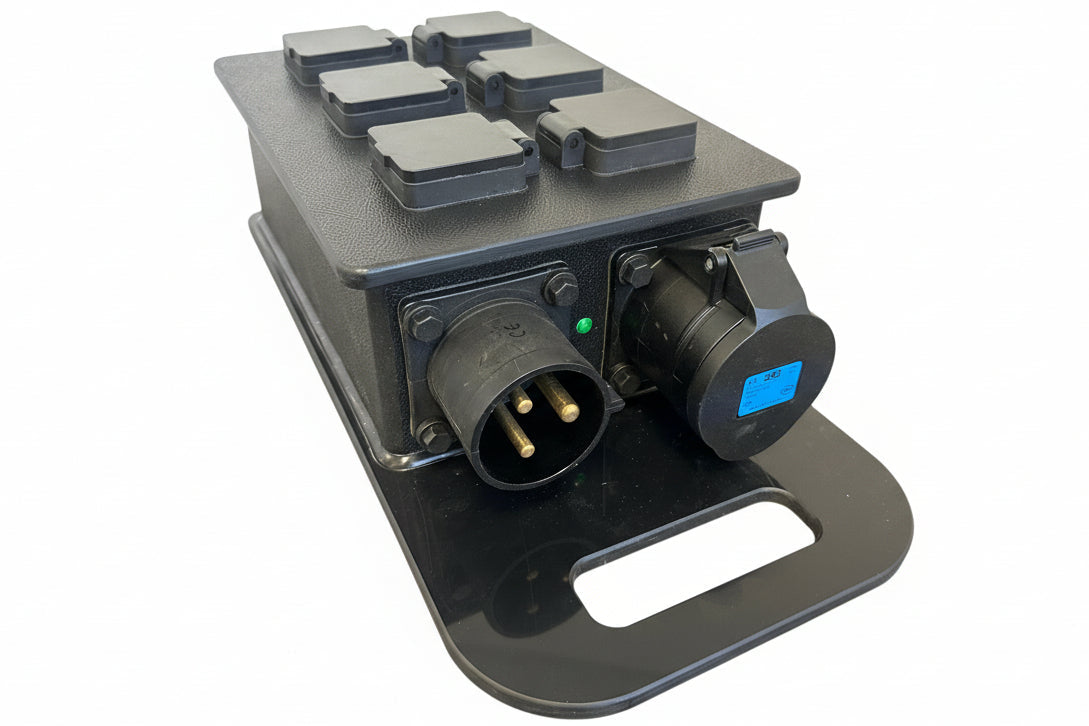 Black 32Amp Single Phase 6 x 13Amp Distribution Board (Black)