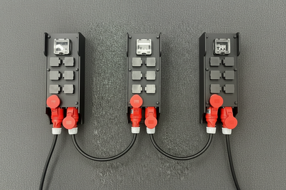 32A 415V, Portable Power Distribution, 32Amp Three Phase to 6x 13Amp over three RCBOs