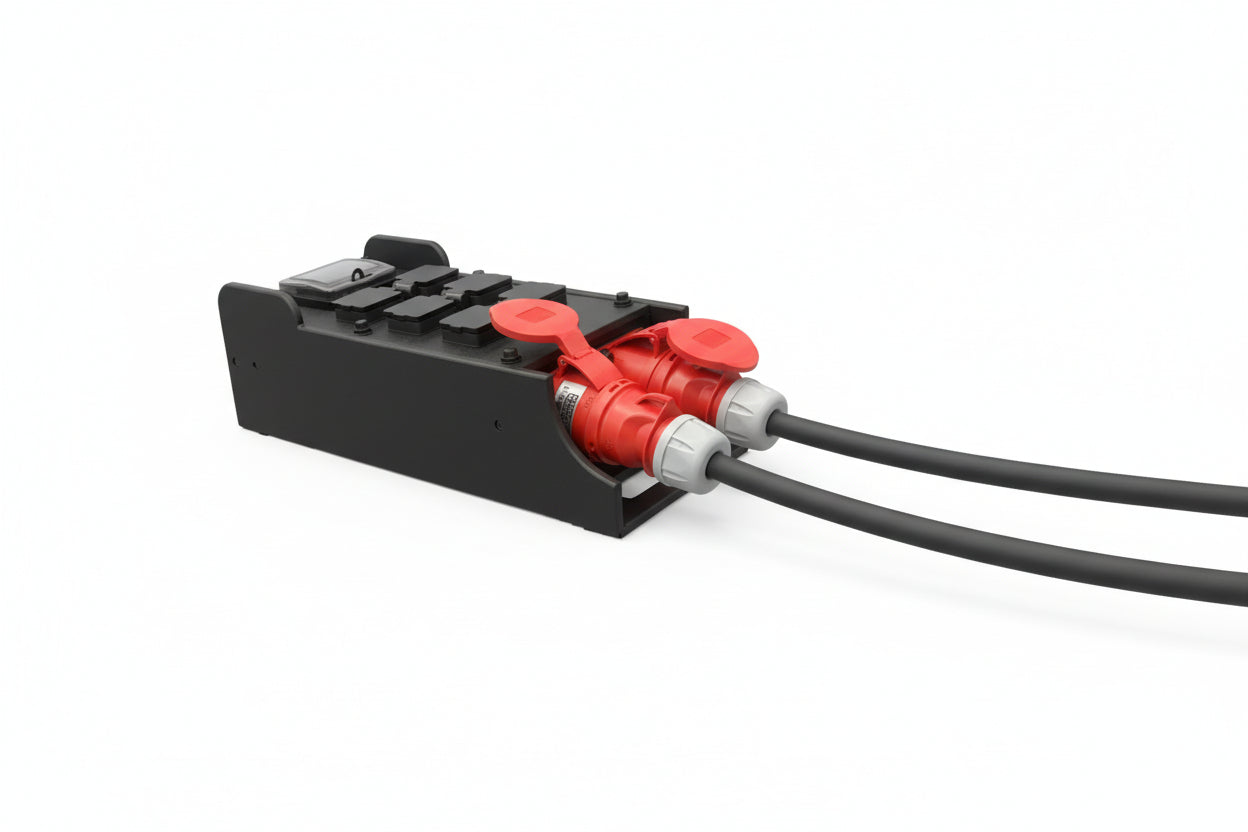 32A 415V, Portable Power Distribution, 32Amp Three Phase to 6x 13Amp over three RCBOs