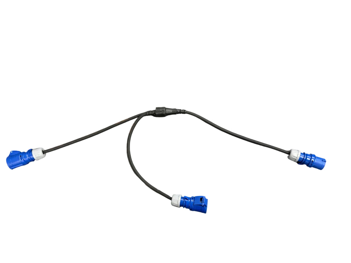 6A 2-Way Y Splitter Cable – 16A Plug to 2 × 16A Sockets – 2.5mm² H07RN-F